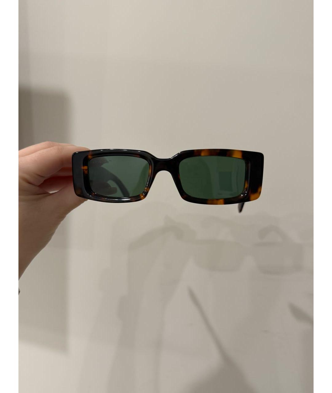 OFF-WHITE Коричневые пластиковые солнцезащитные очки, фото 2