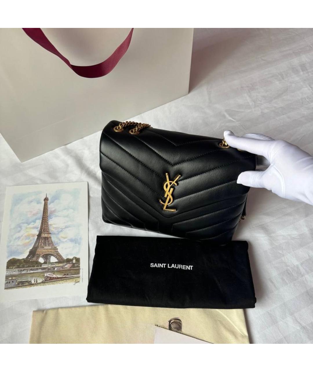 SAINT LAURENT Черная кожаная сумка через плечо, фото 6