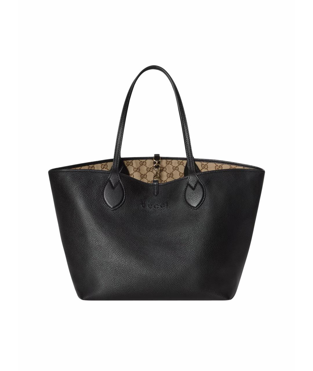 GUCCI Черная кожаная сумка с короткими ручками, фото 1