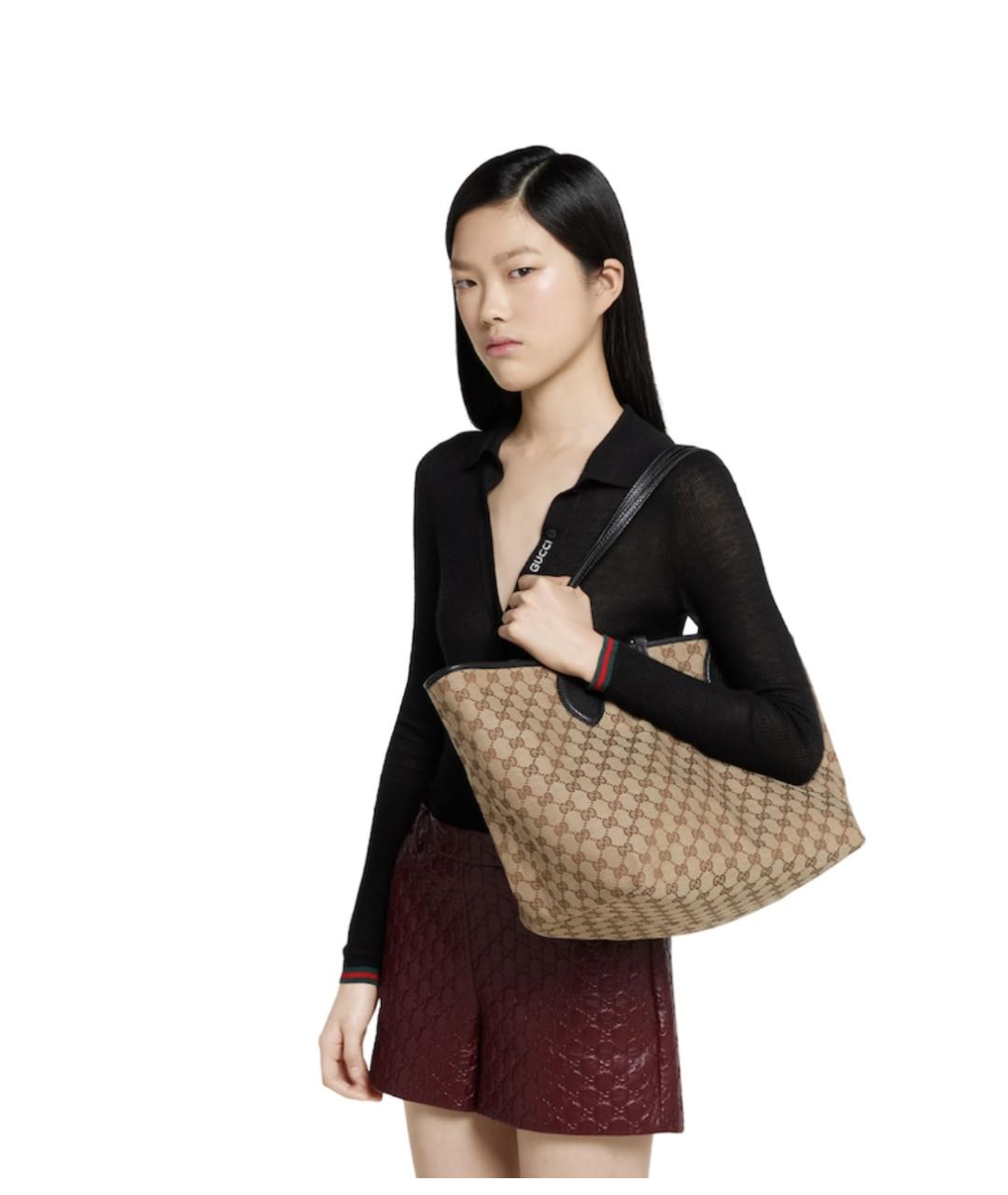 GUCCI Черная кожаная сумка с короткими ручками, фото 4