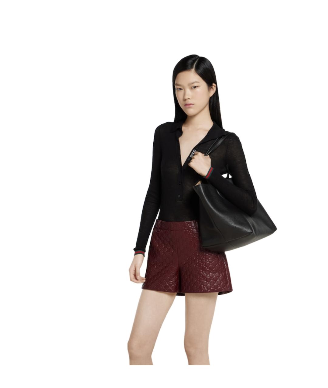 GUCCI Черная кожаная сумка с короткими ручками, фото 3