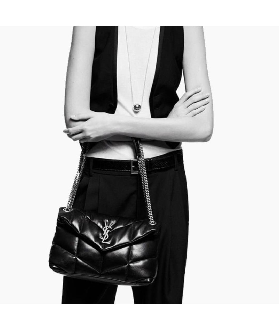 SAINT LAURENT Черная кожаная сумка тоут, фото 3