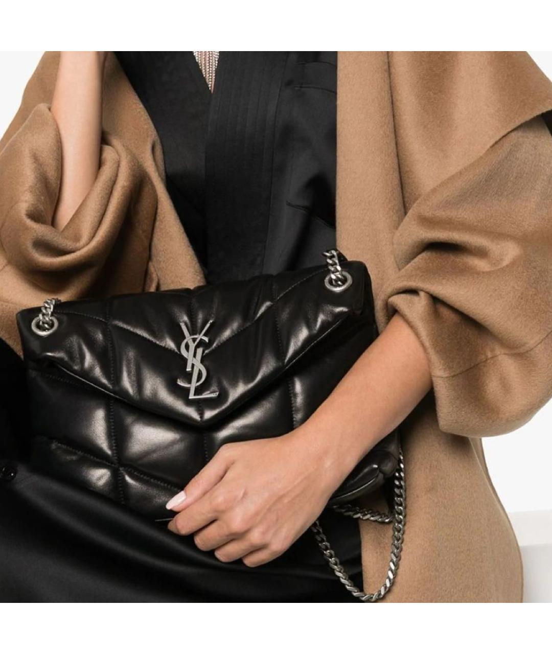 SAINT LAURENT Черная кожаная сумка тоут, фото 2