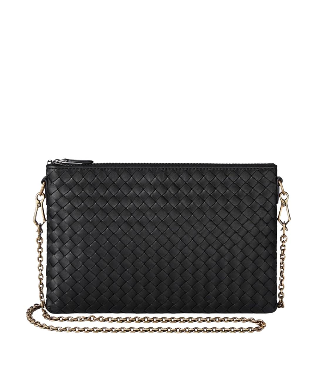 BOTTEGA VENETA Черная кожаная сумка через плечо, фото 1