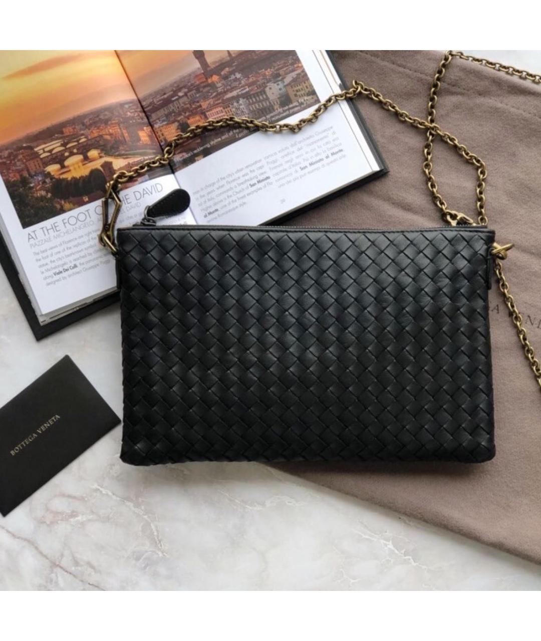 BOTTEGA VENETA Черная кожаная сумка через плечо, фото 7