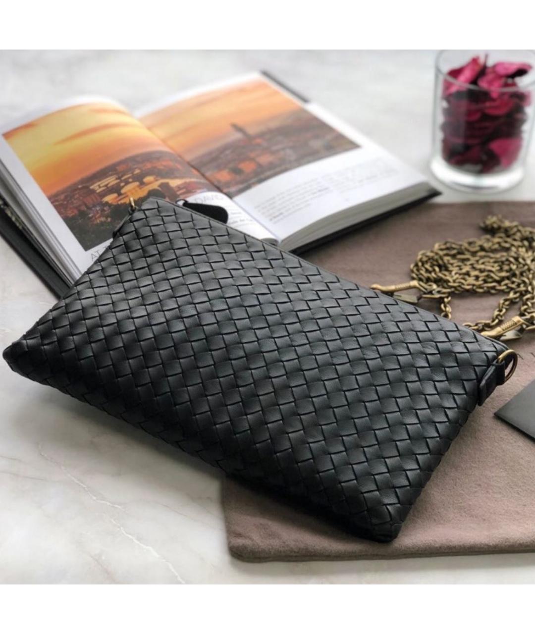 BOTTEGA VENETA Черная кожаная сумка через плечо, фото 8