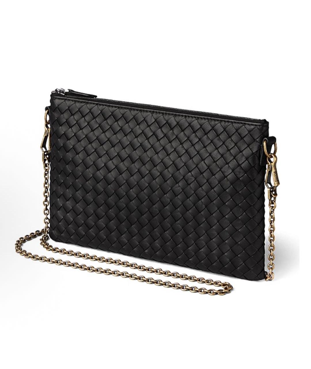 BOTTEGA VENETA Черная кожаная сумка через плечо, фото 2