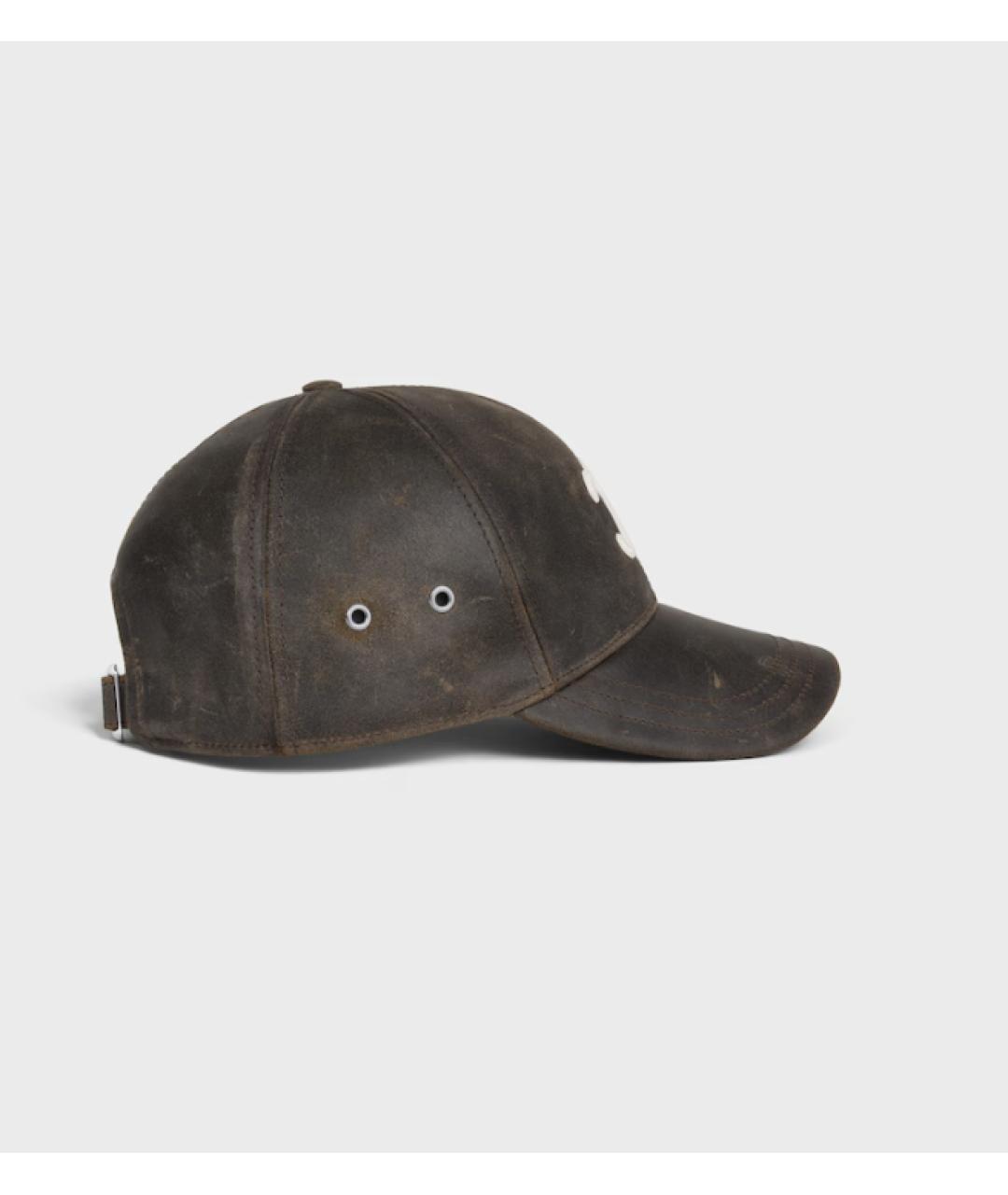 CELINE Коричневая кожаная кепка/бейсболка, фото 3