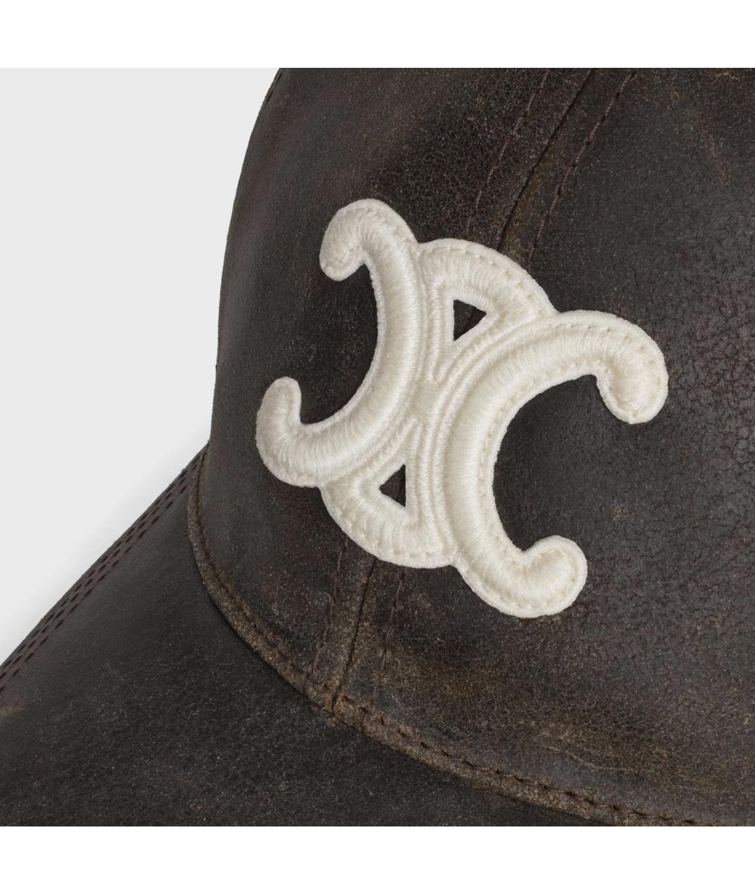 CELINE Коричневая кожаная кепка/бейсболка, фото 5