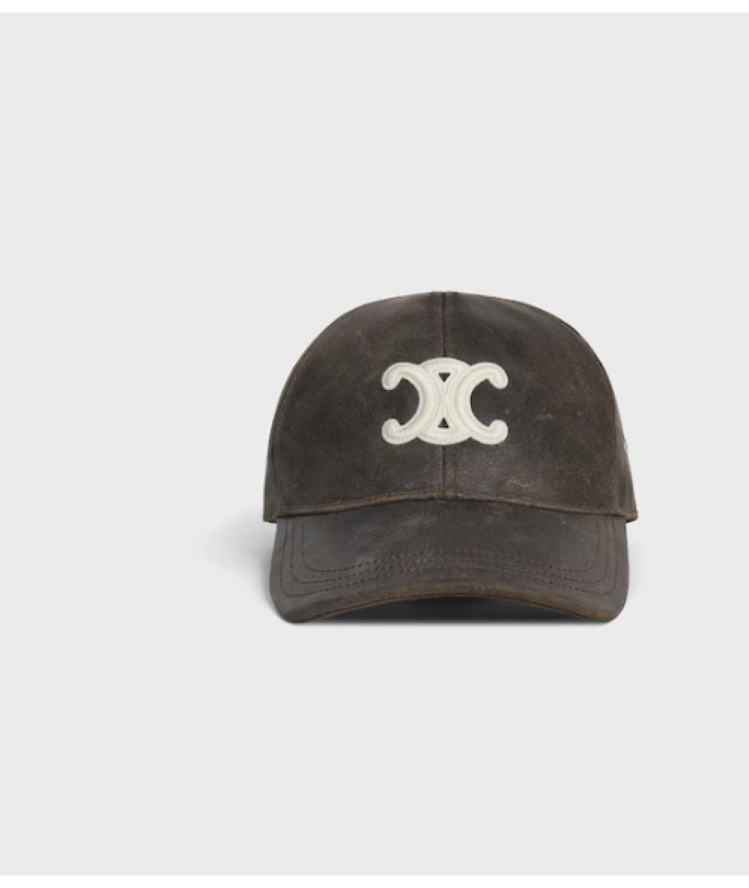 CELINE Коричневая кожаная кепка/бейсболка, фото 2