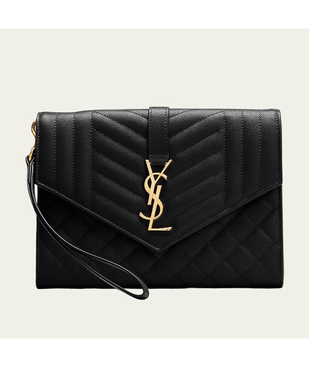 SAINT LAURENT Черная кожаная сумка с короткими ручками, фото 6