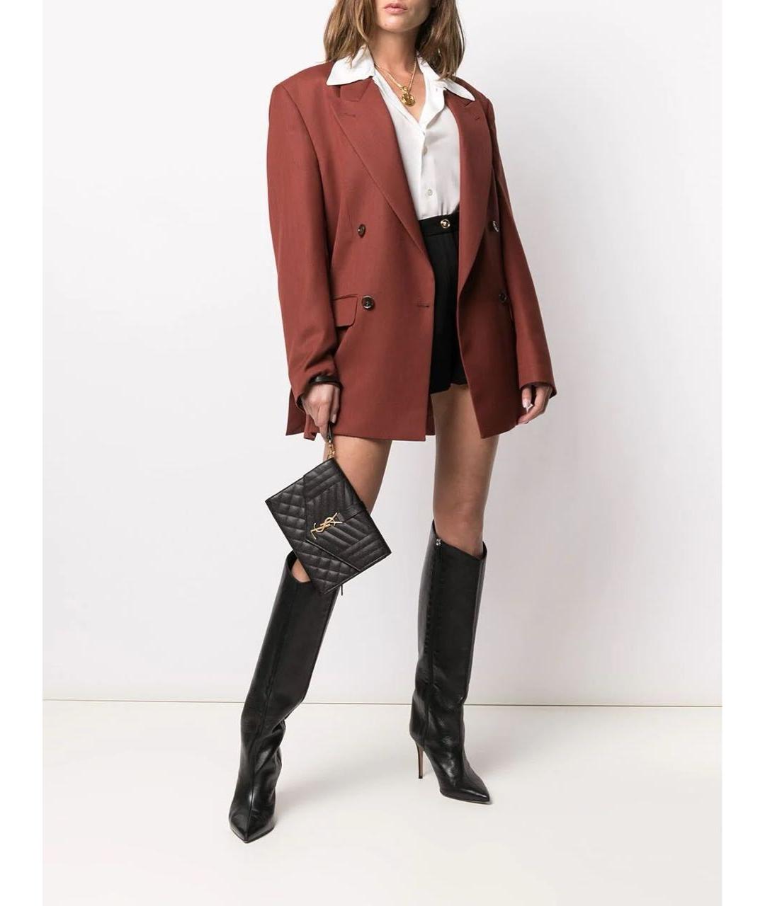 SAINT LAURENT Черная кожаная сумка с короткими ручками, фото 2