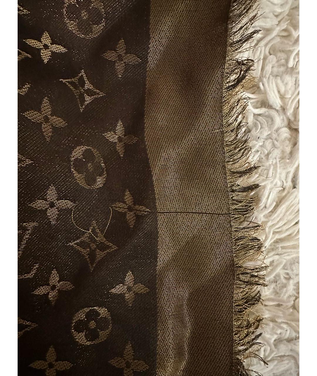 LOUIS VUITTON Коричневый шелковый платок, фото 3