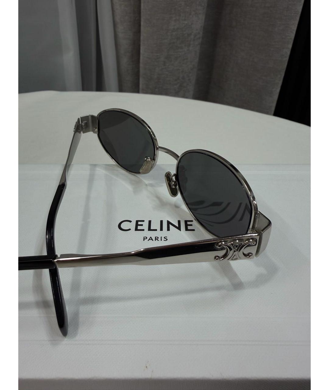 CELINE Серебряные металлические солнцезащитные очки, фото 5