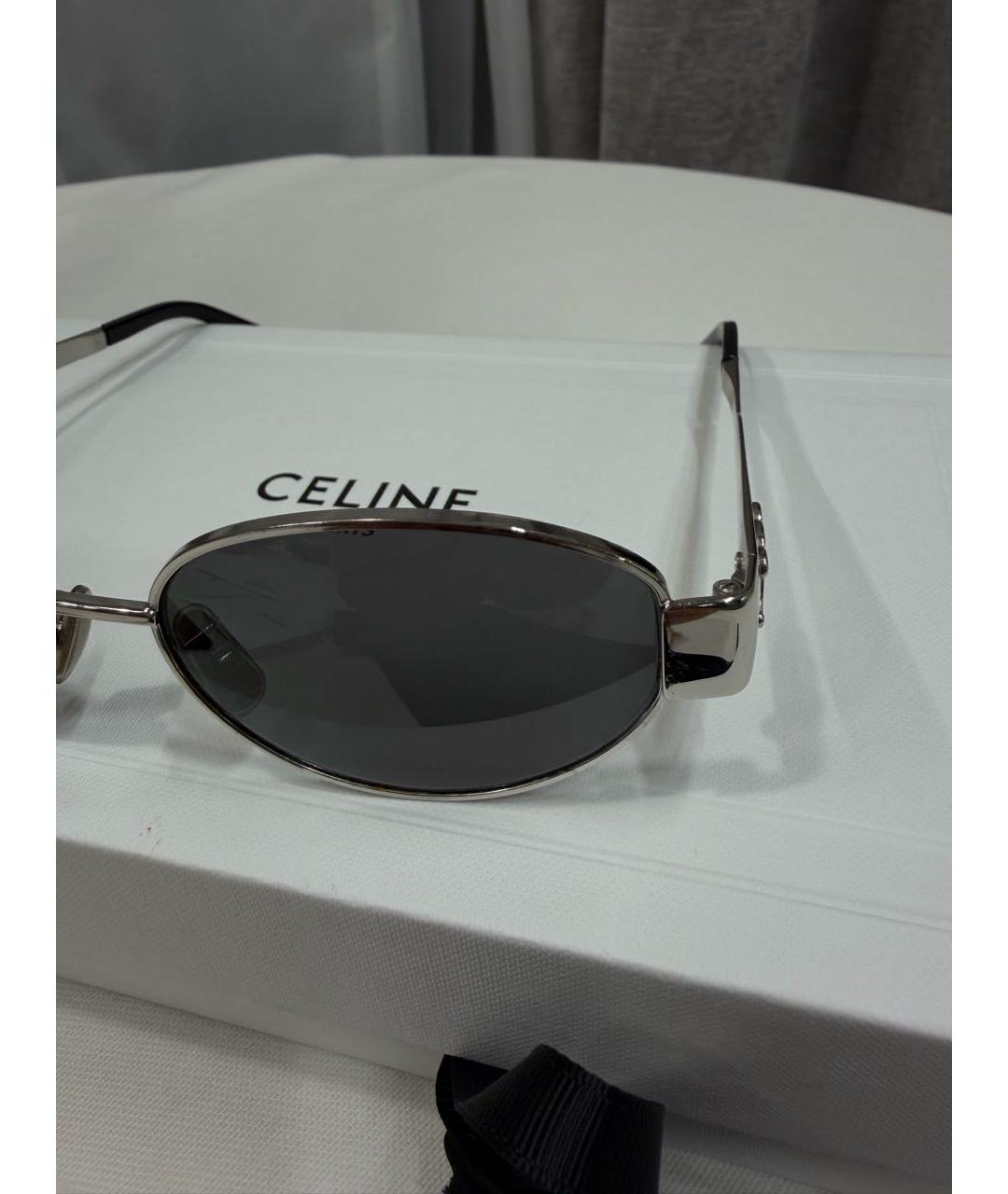 CELINE Серебряные металлические солнцезащитные очки, фото 2