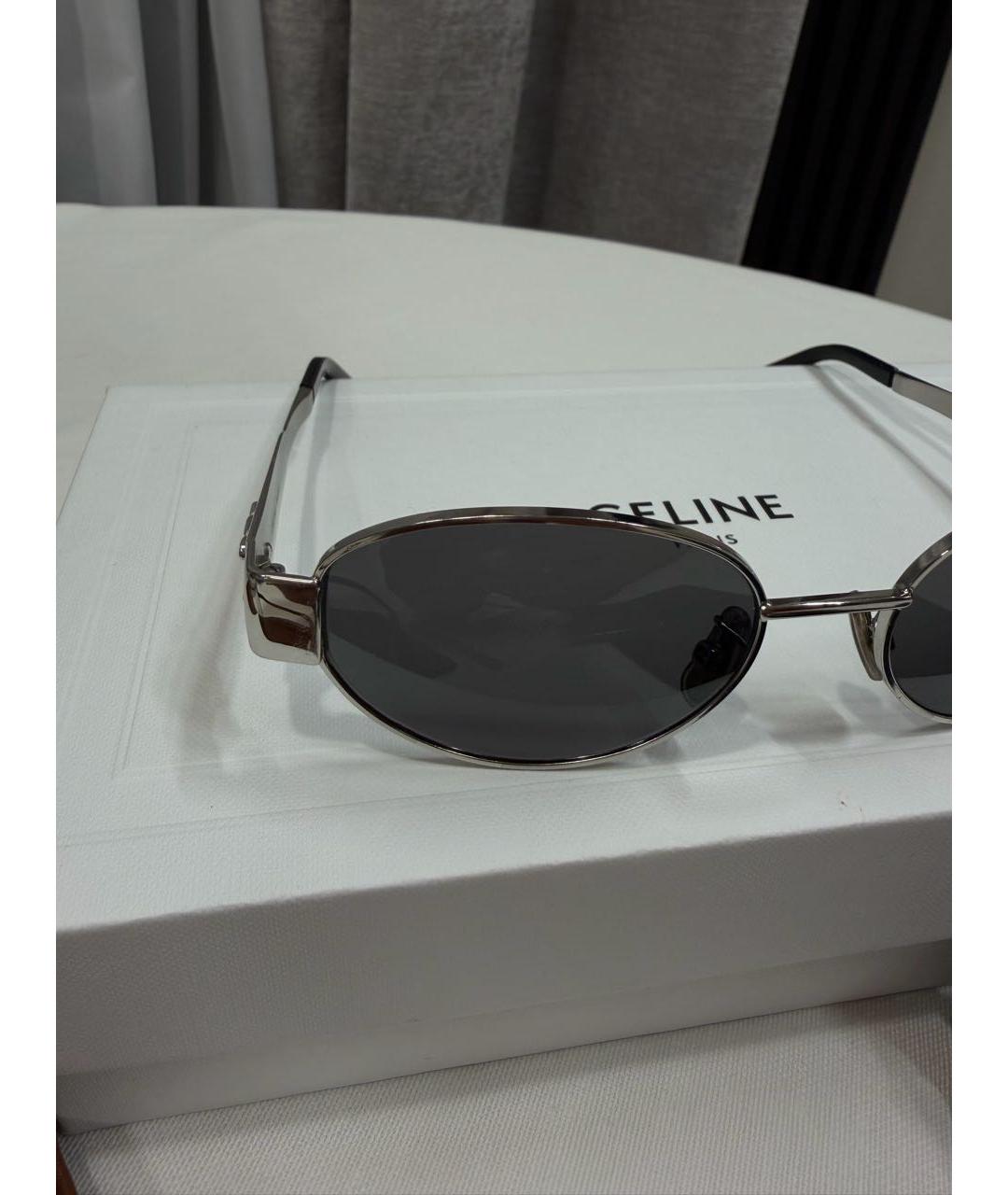 CELINE Серебряные металлические солнцезащитные очки, фото 3