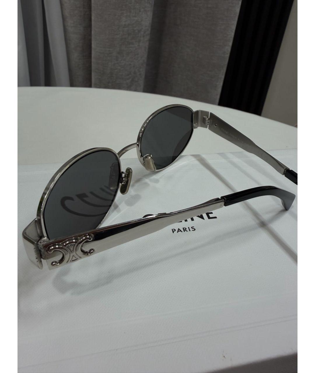 CELINE Серебряные металлические солнцезащитные очки, фото 4
