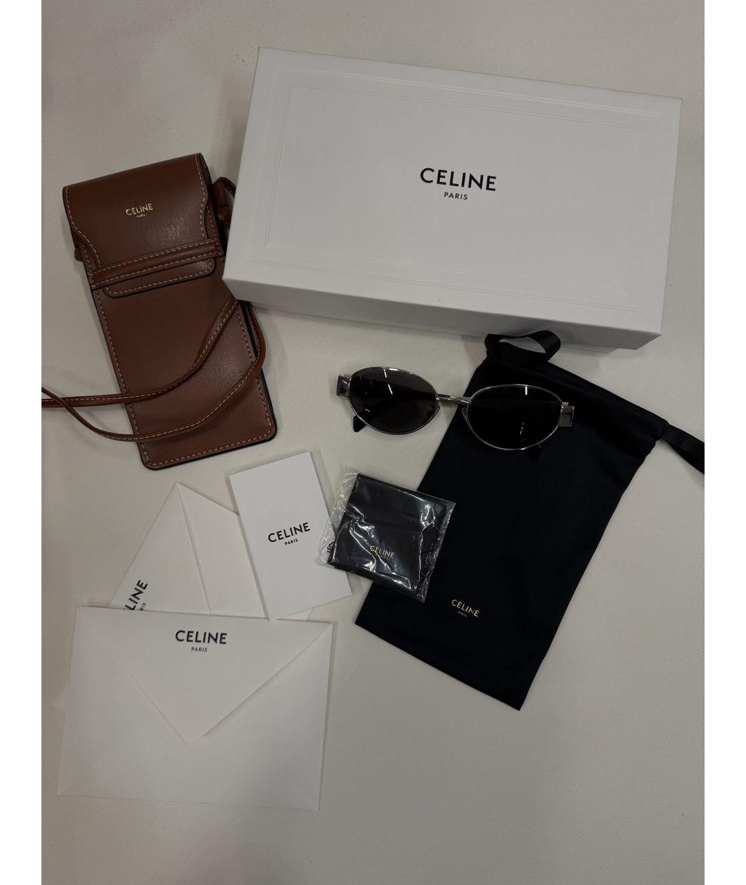 CELINE Серебряные металлические солнцезащитные очки, фото 6