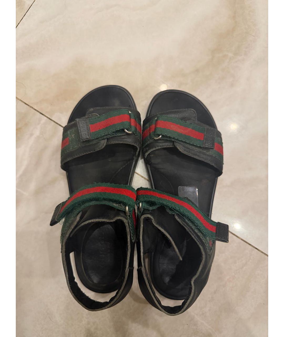 GUCCI Черные сандалии и шлепанцы, фото 2