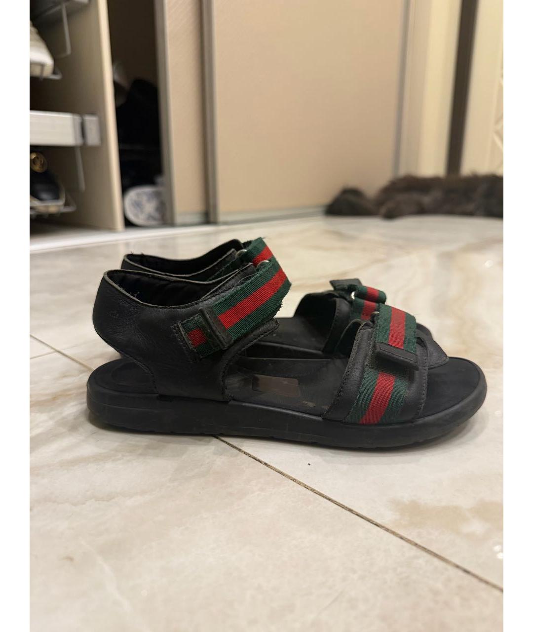 GUCCI Черные сандалии и шлепанцы, фото 5