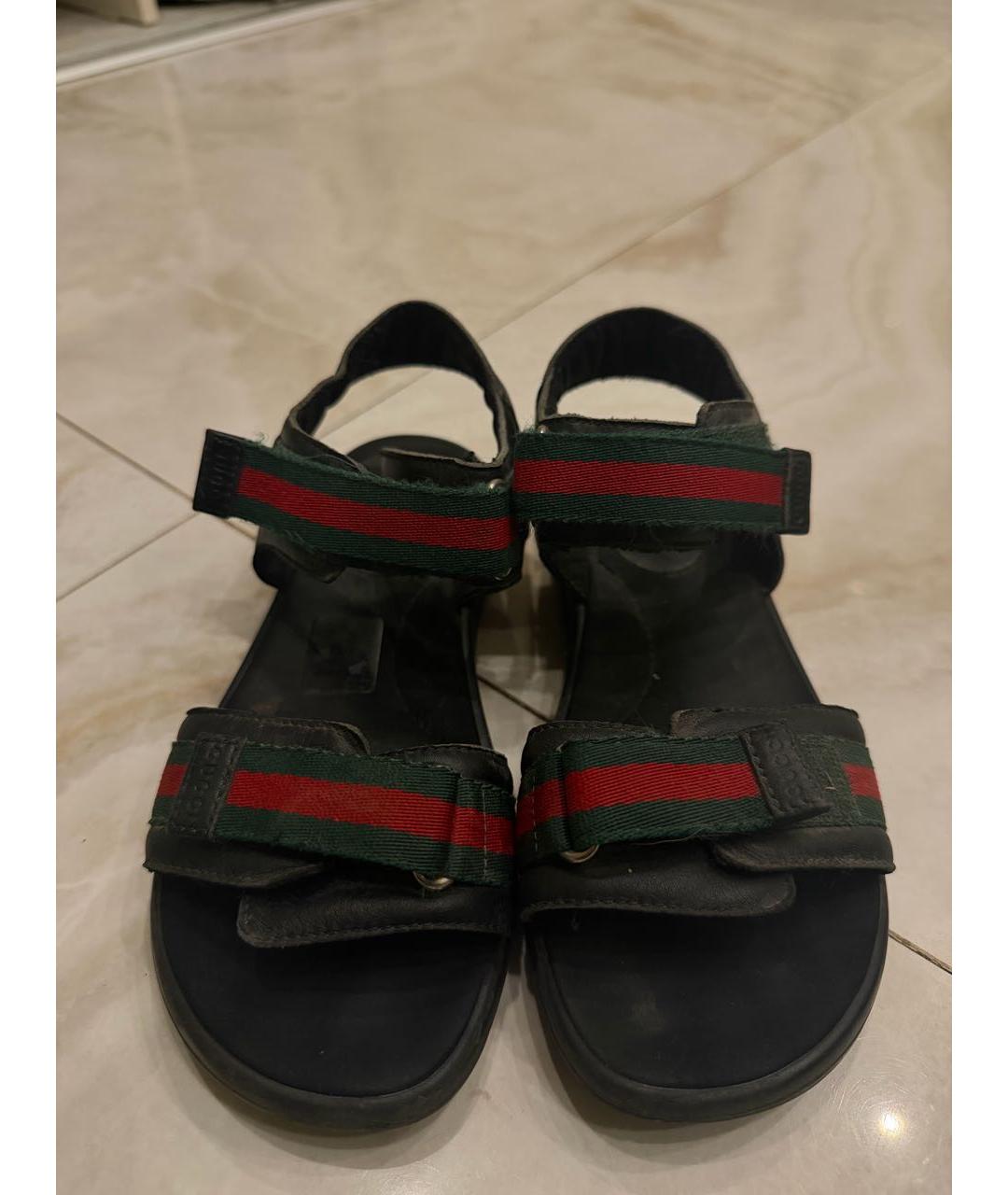 GUCCI Черные сандалии и шлепанцы, фото 3