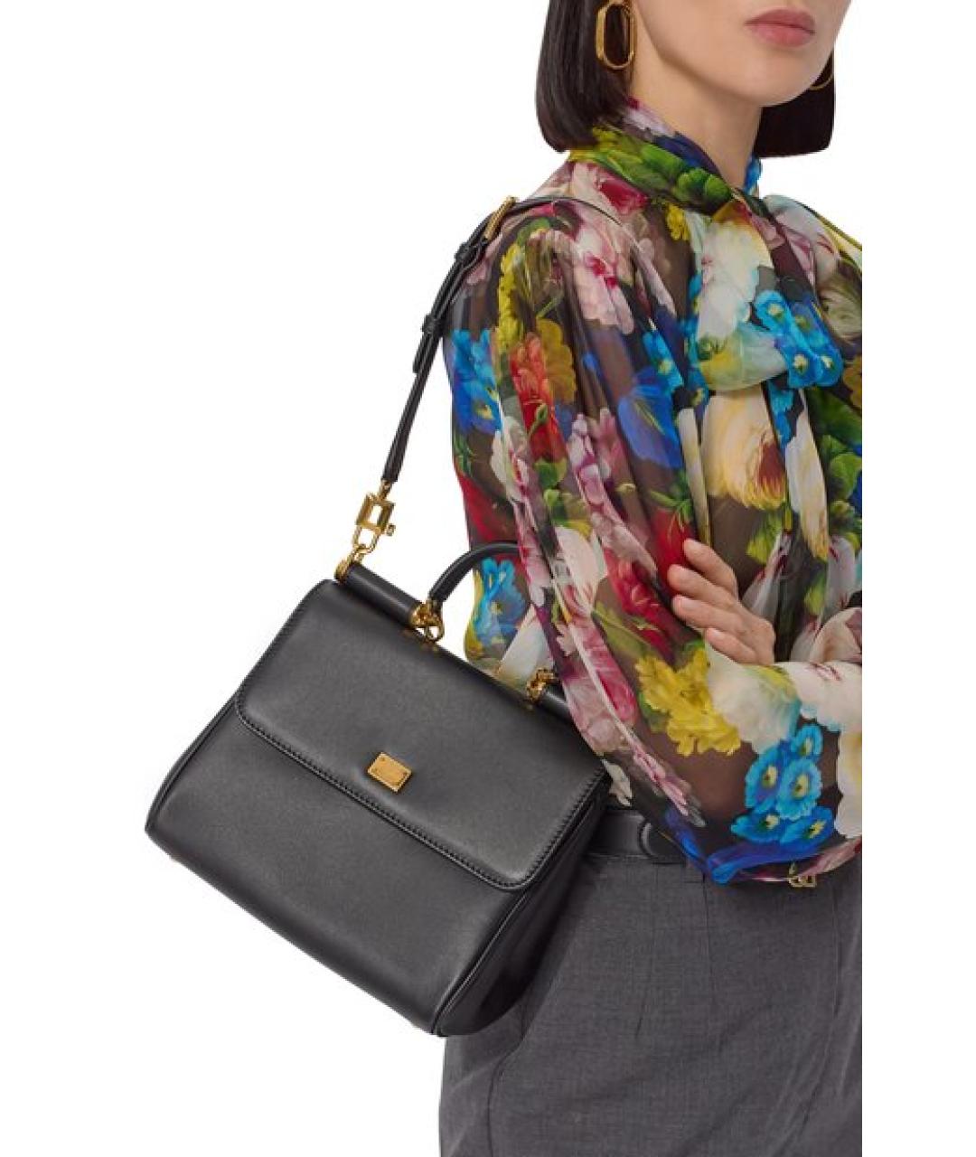 DOLCE&GABBANA Черная кожаная сумка через плечо, фото 6