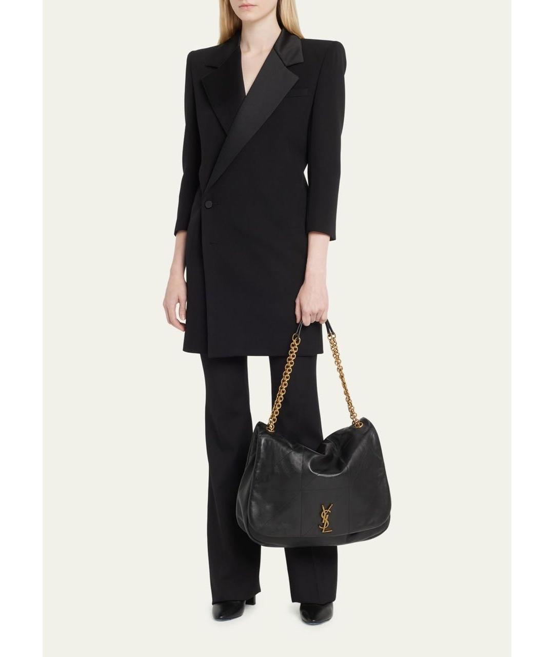 SAINT LAURENT Черная кожаная сумка через плечо, фото 3