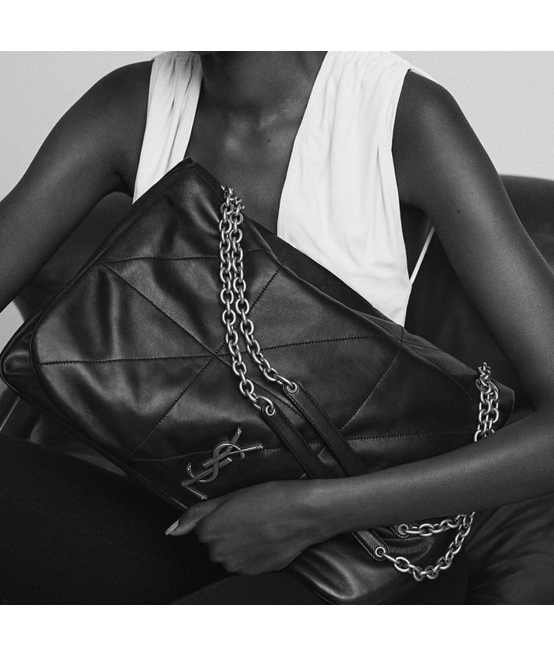 SAINT LAURENT Черная кожаная сумка через плечо, фото 4