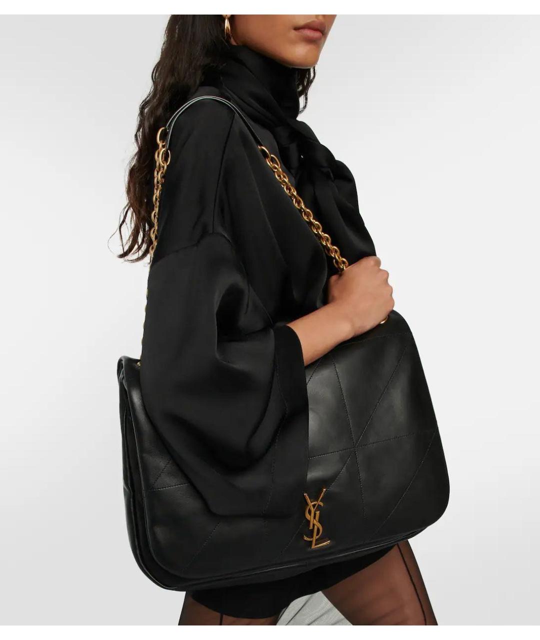 SAINT LAURENT Черная кожаная сумка через плечо, фото 2