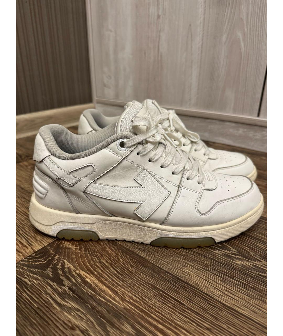 OFF-WHITE Белые кожаные низкие кроссовки / кеды, фото 7