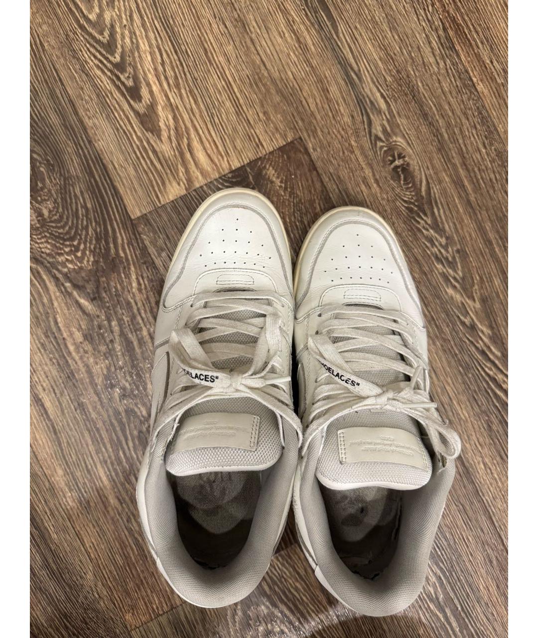 OFF-WHITE Белые кожаные низкие кроссовки / кеды, фото 3