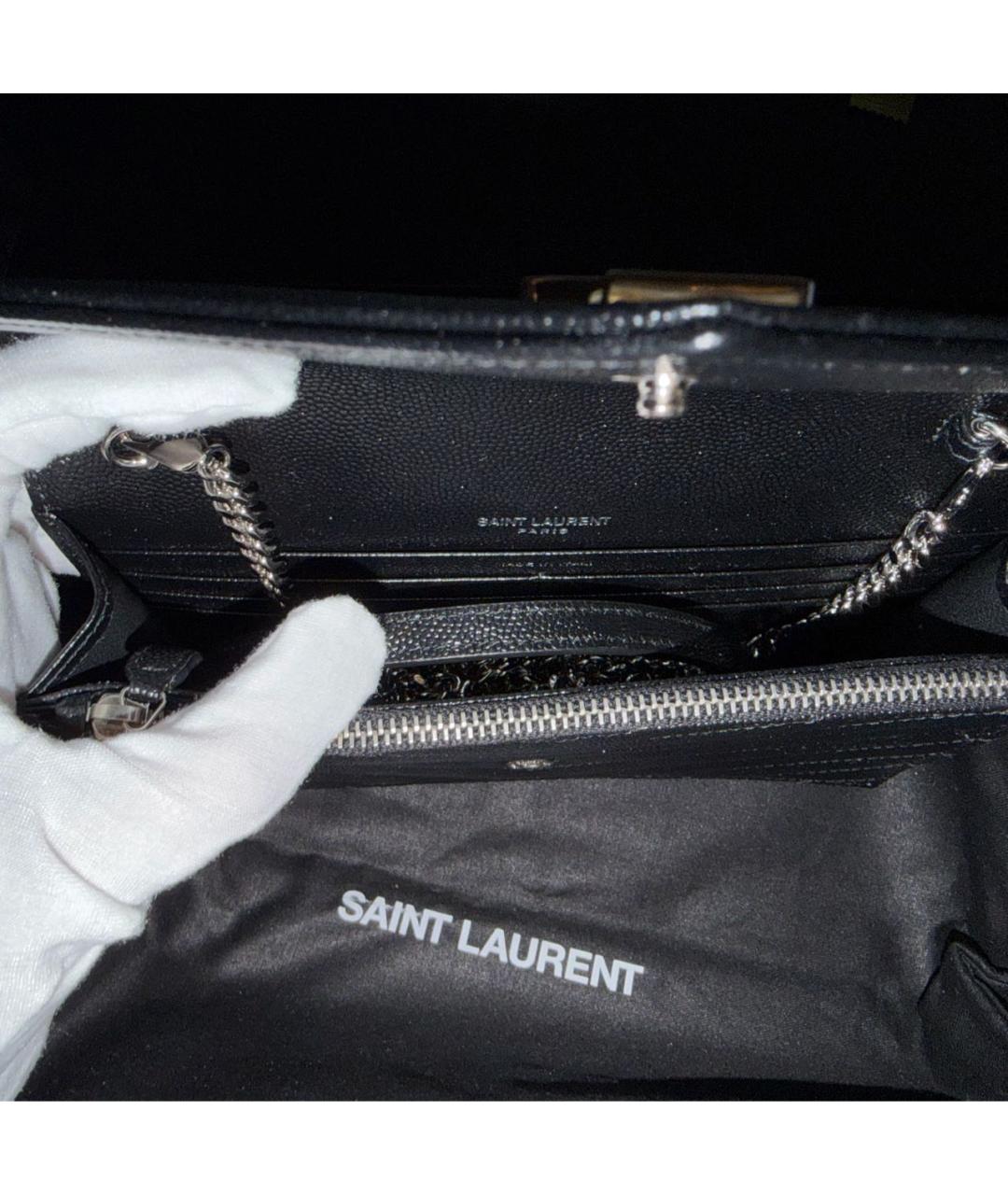 SAINT LAURENT Черная кожаная сумка через плечо, фото 5