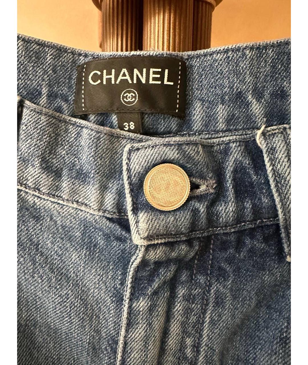 CHANEL Синие хлопковые прямые джинсы, фото 4