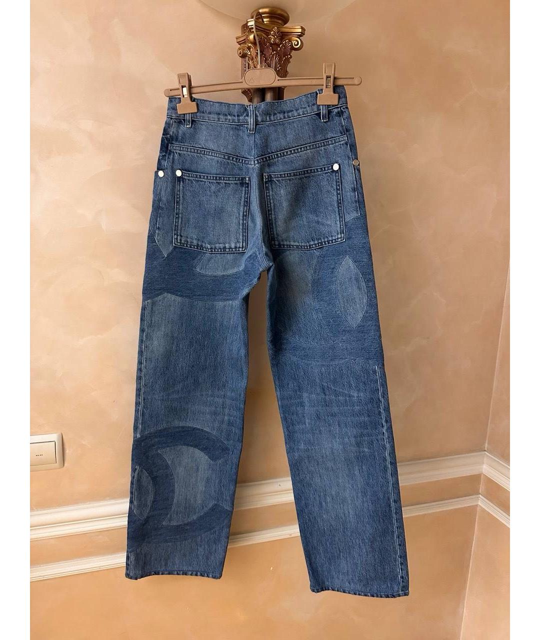 CHANEL Синие хлопковые прямые джинсы, фото 2