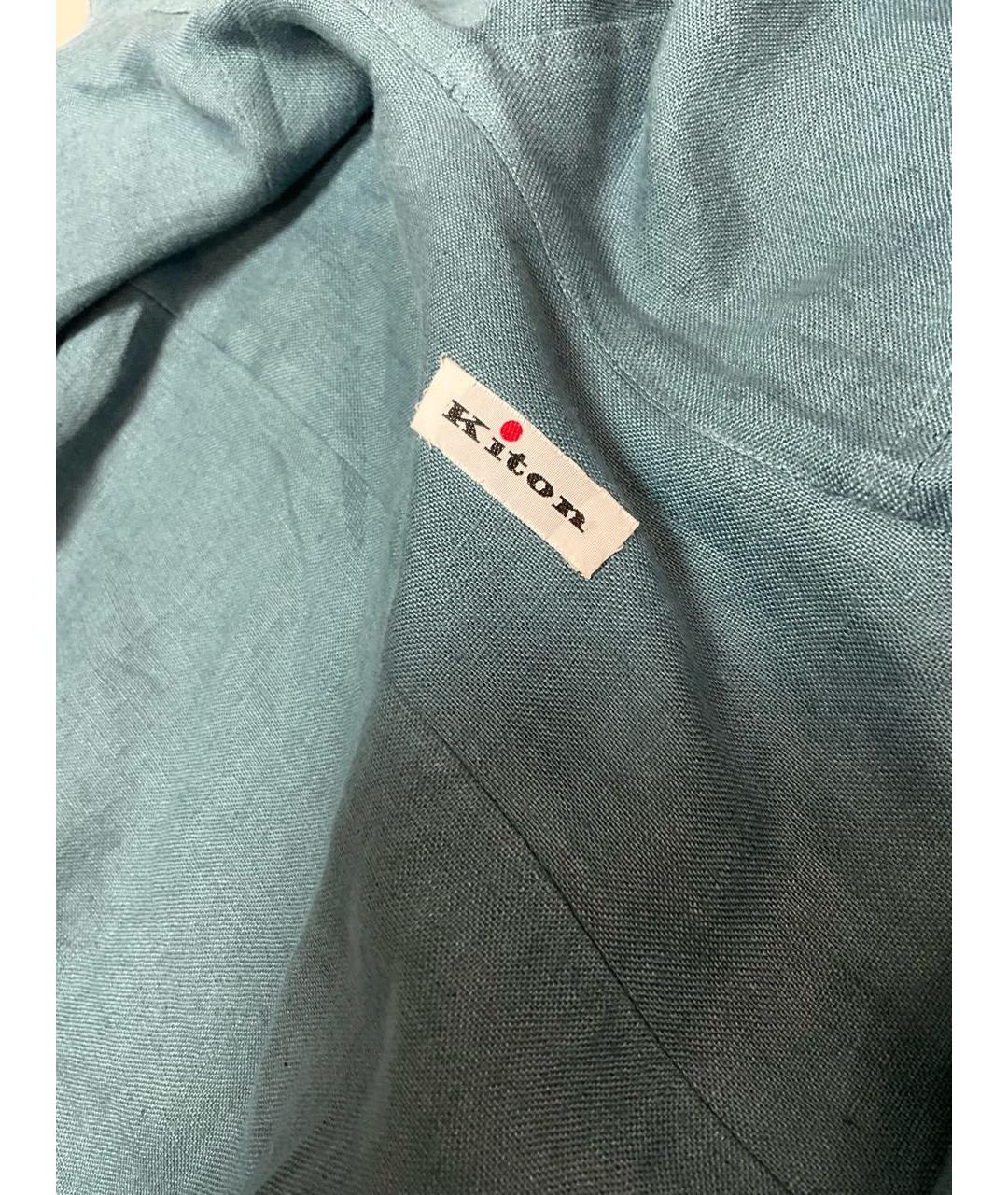 KITON Синяя хлопковая классическая рубашка, фото 4