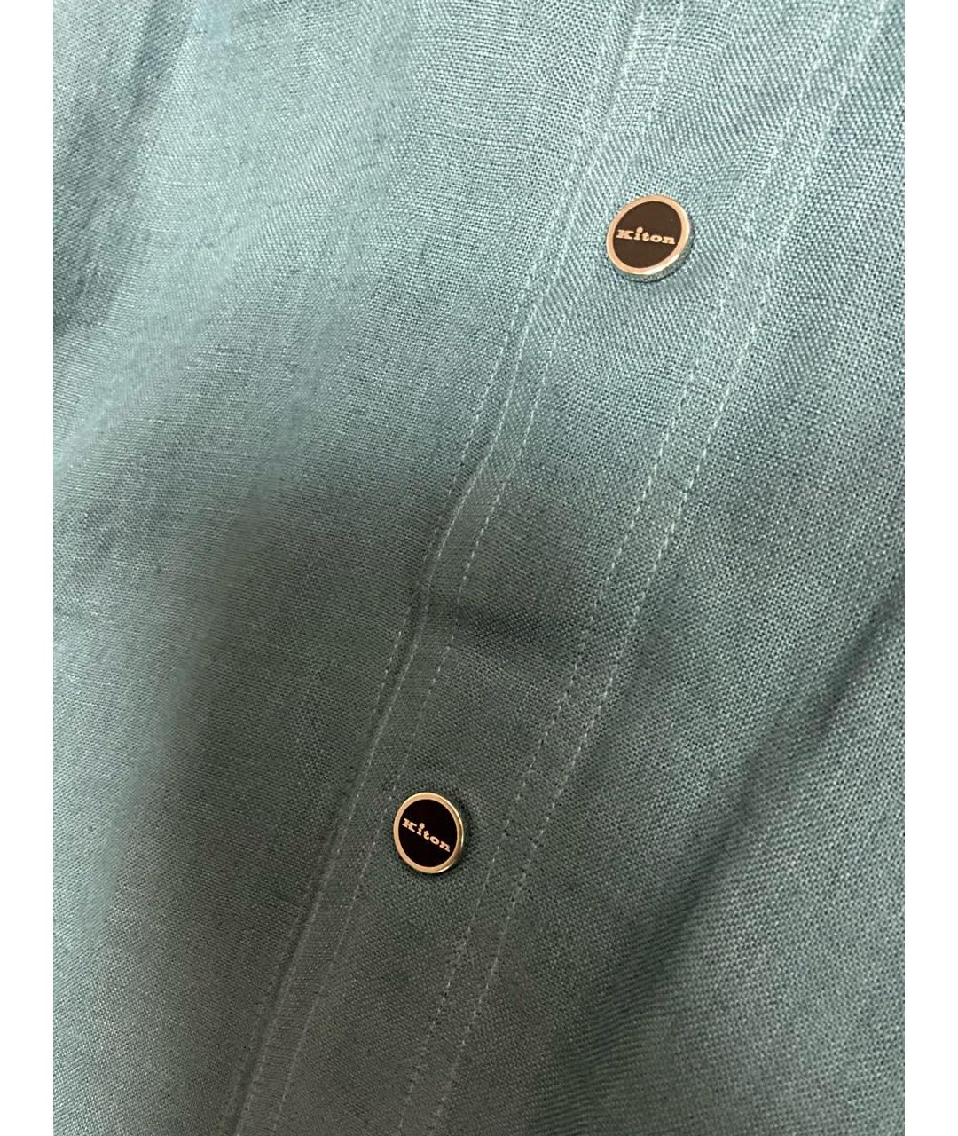 KITON Синяя хлопковая классическая рубашка, фото 3