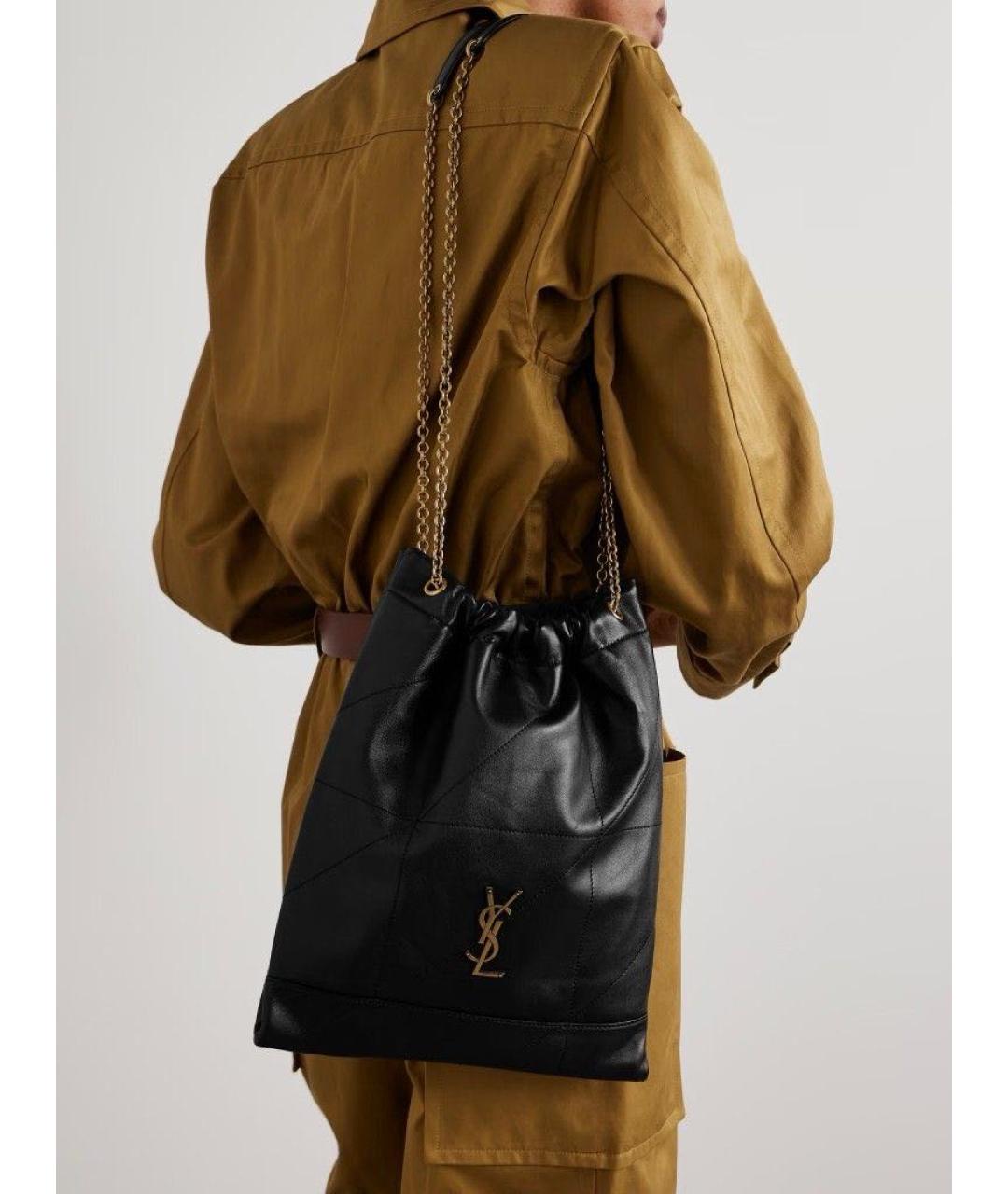 SAINT LAURENT Черная кожаная сумка тоут, фото 5