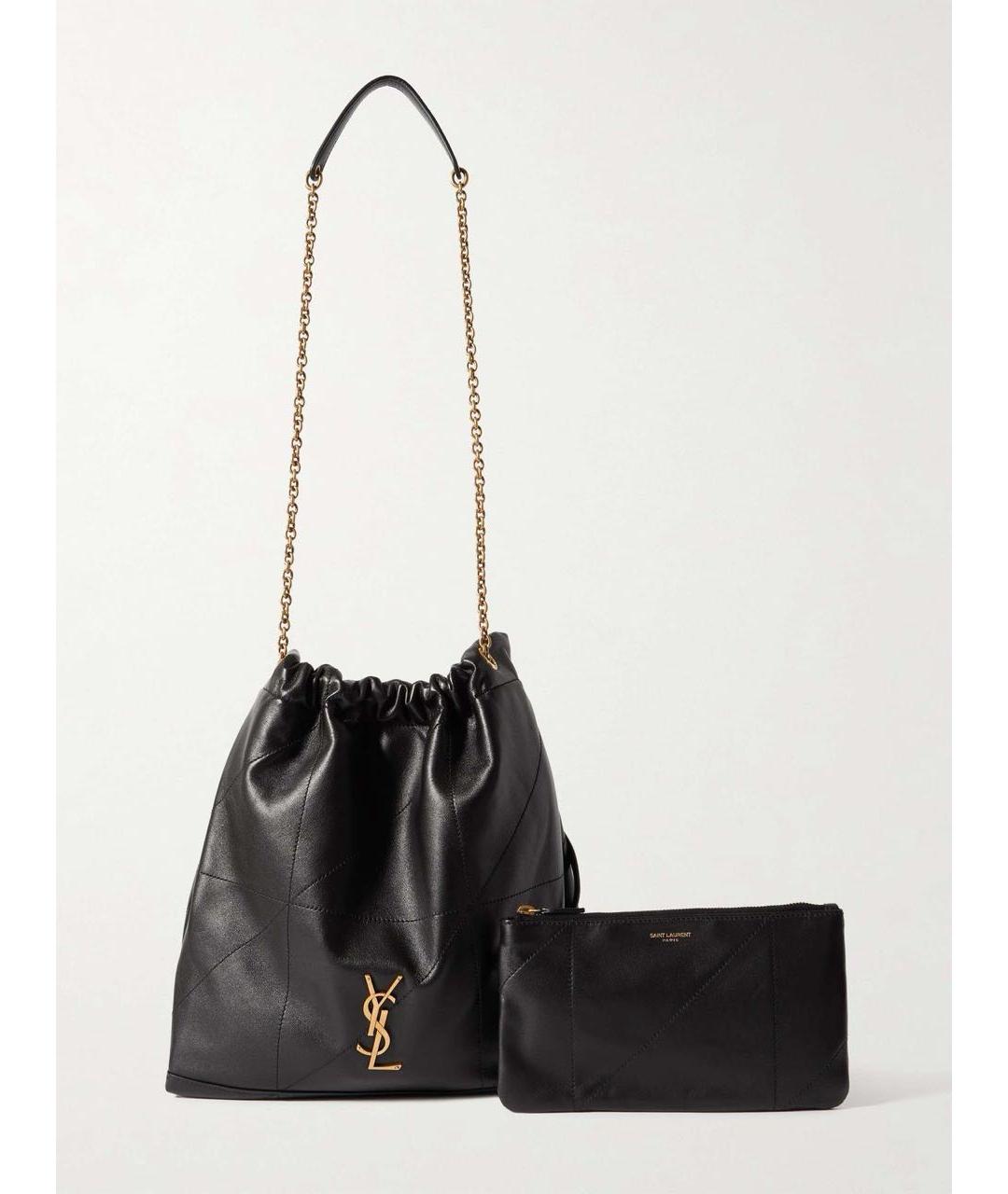 SAINT LAURENT Черная кожаная сумка тоут, фото 8