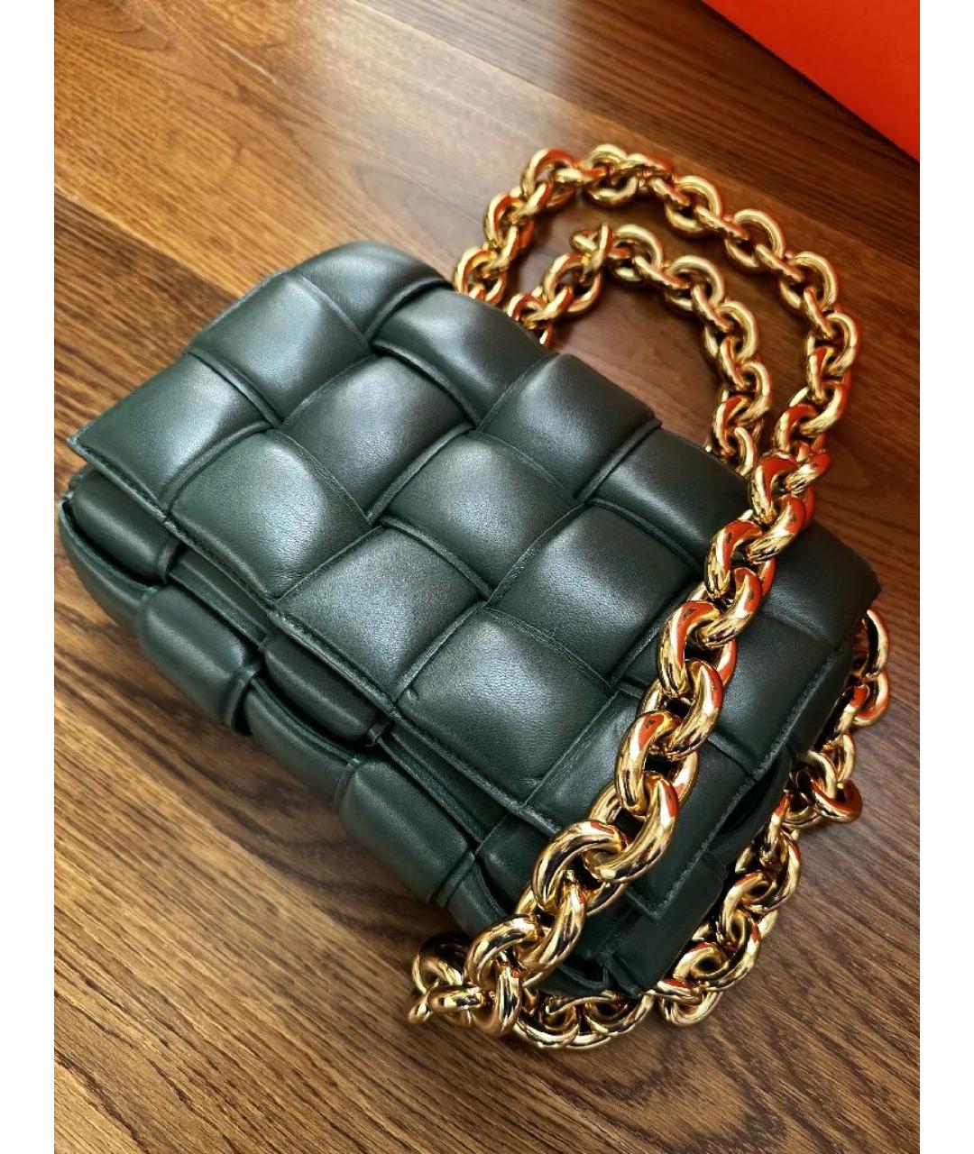 BOTTEGA VENETA Зеленая кожаная сумка через плечо, фото 4