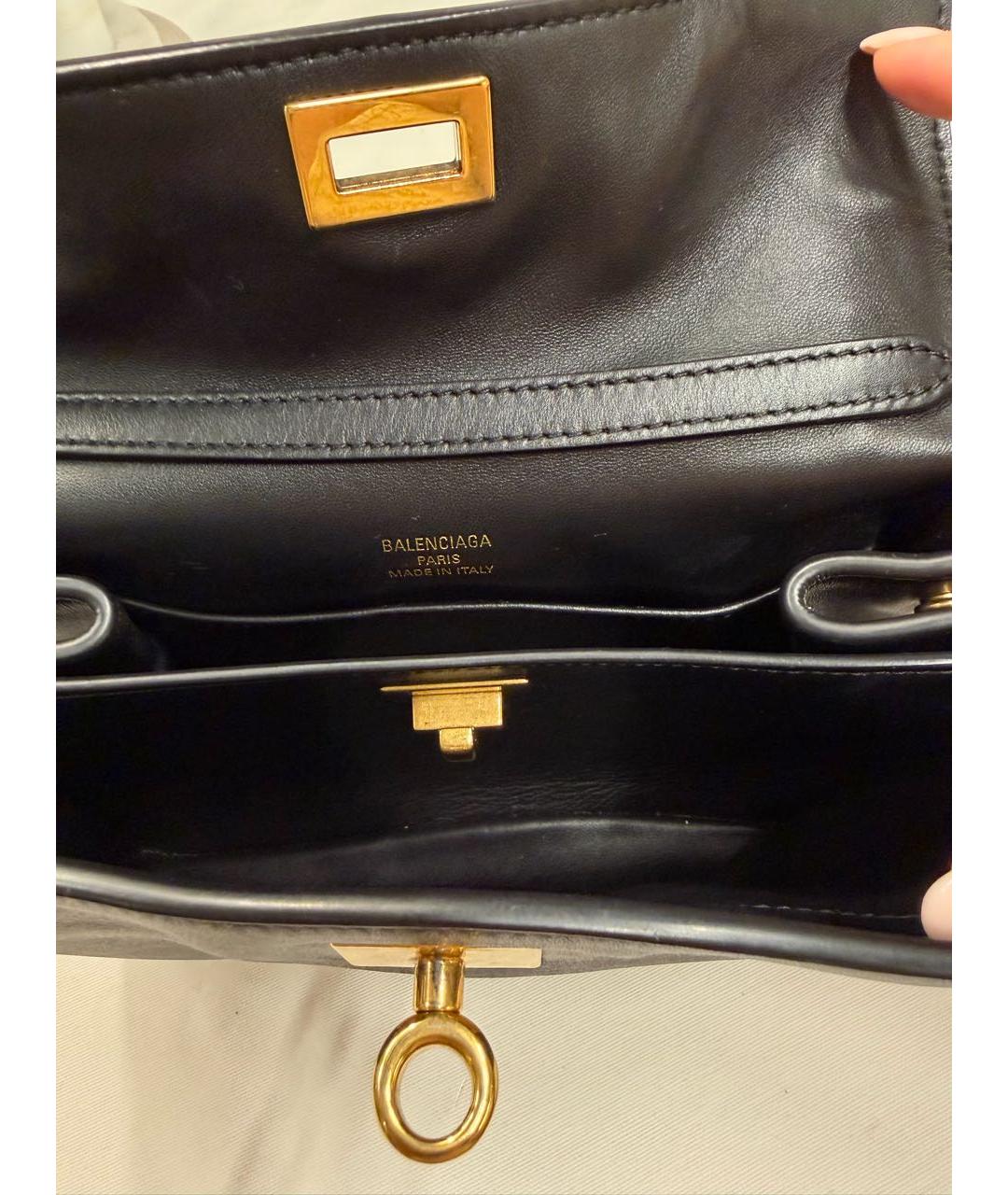 BALENCIAGA Черная кожаная сумка через плечо, фото 8