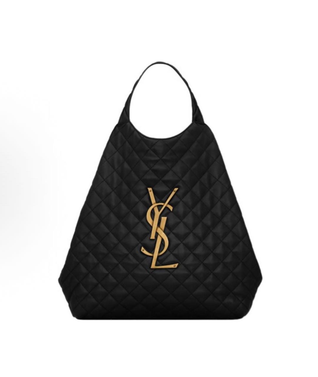 SAINT LAURENT Черная кожаная сумка тоут, фото 5