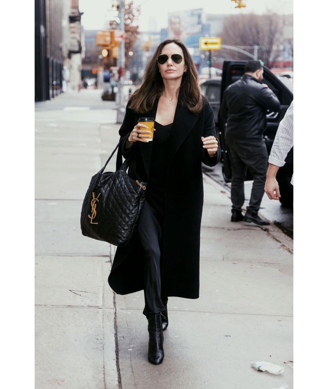 SAINT LAURENT Черная кожаная сумка тоут, фото 2