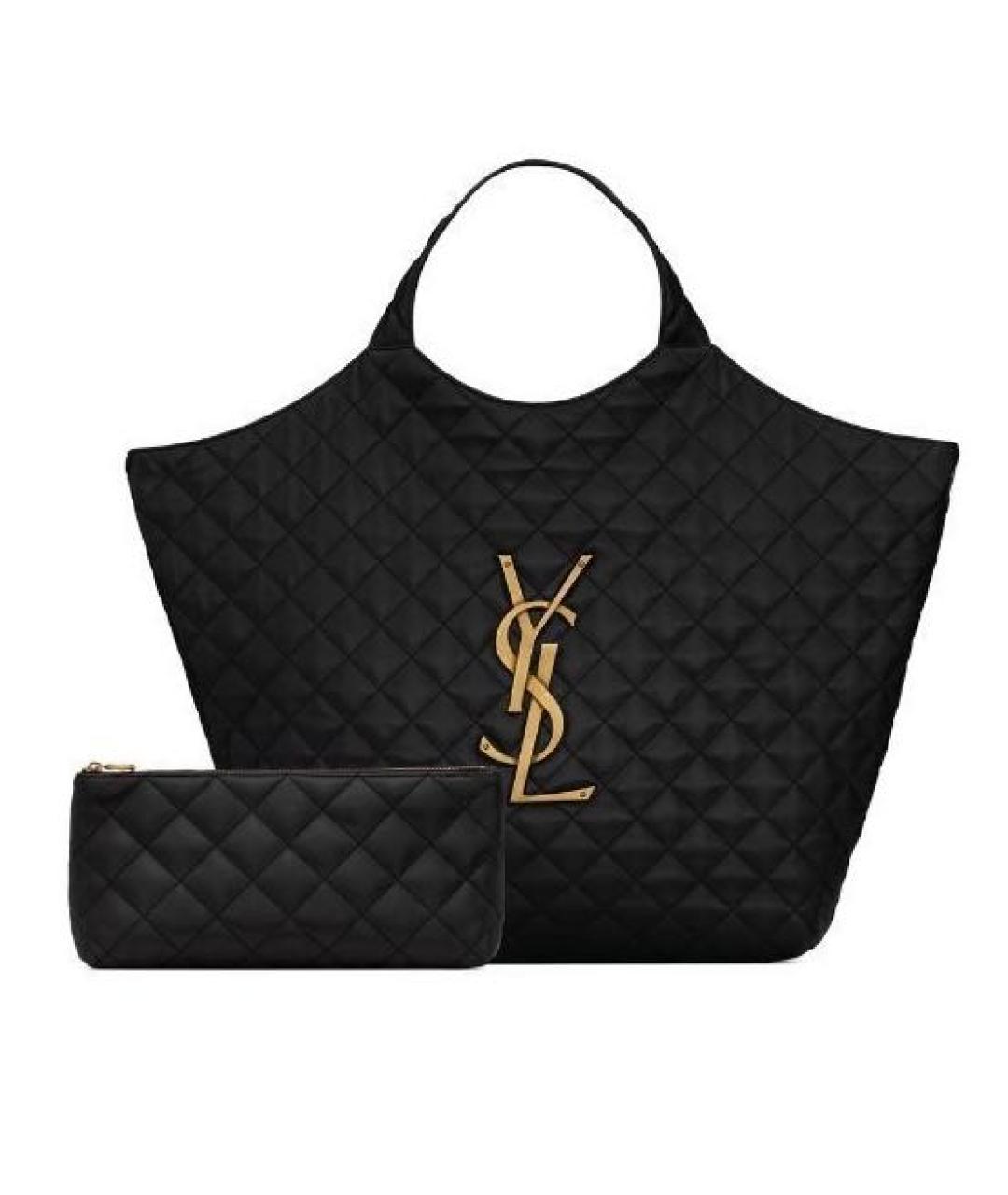 SAINT LAURENT Черная кожаная сумка тоут, фото 8