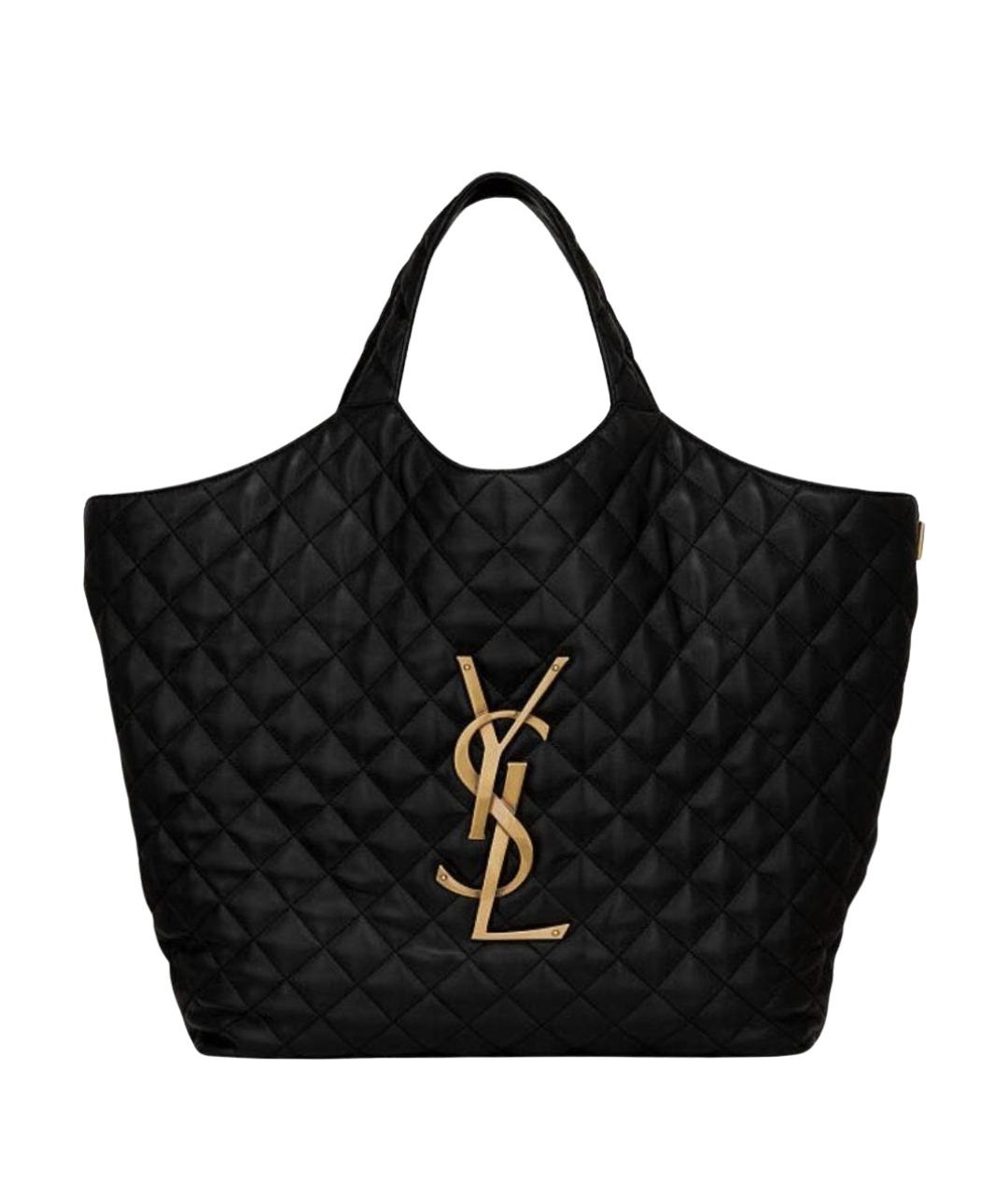 SAINT LAURENT Черная кожаная сумка тоут, фото 1