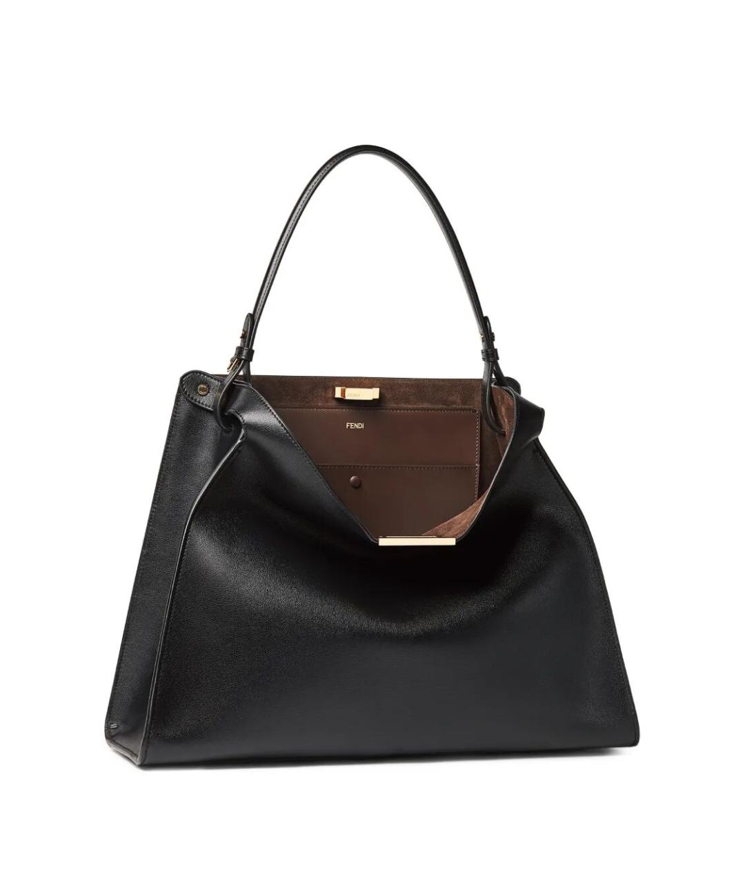 FENDI Черная кожаная сумка тоут, фото 3