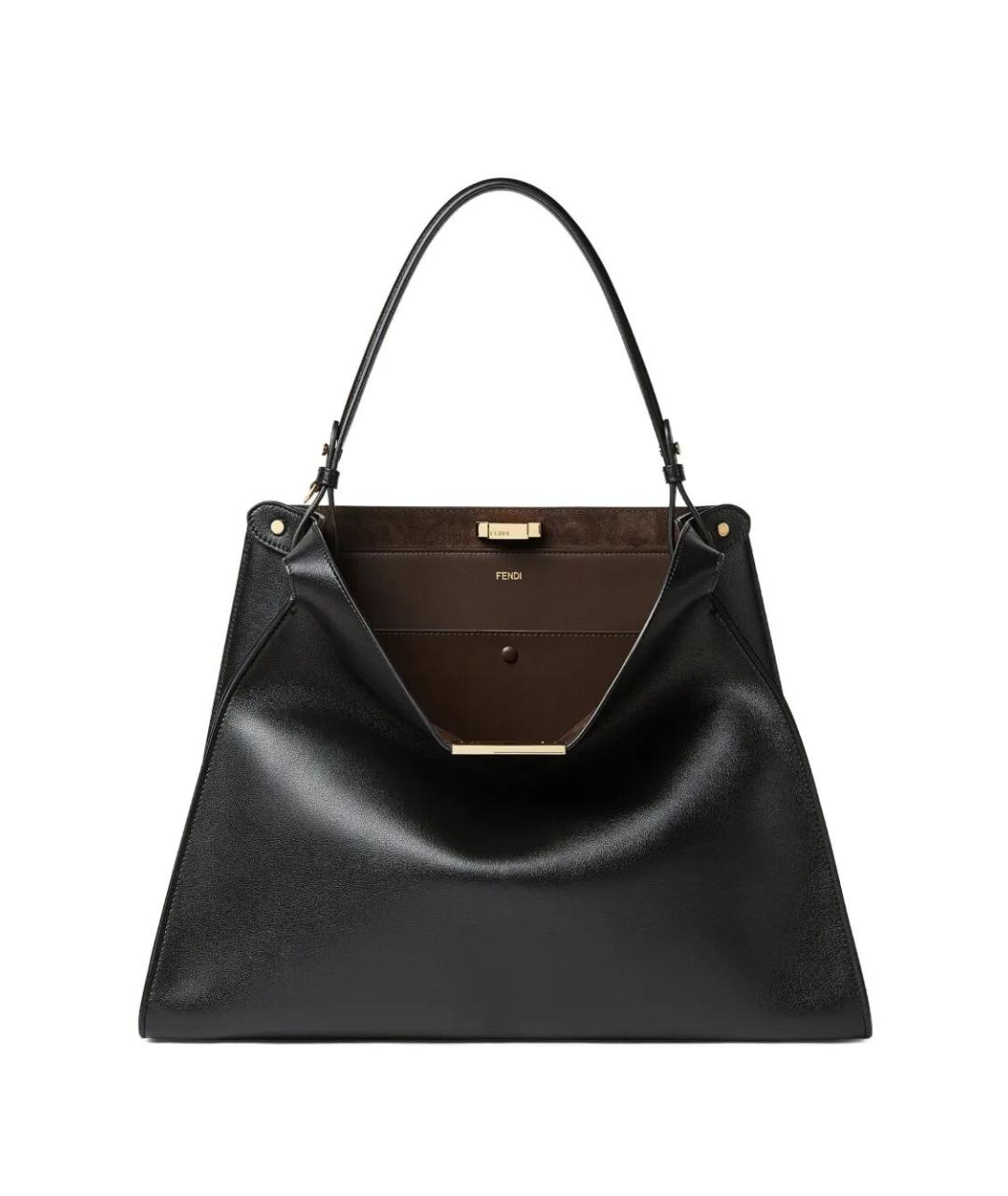 FENDI Черная кожаная сумка тоут, фото 1