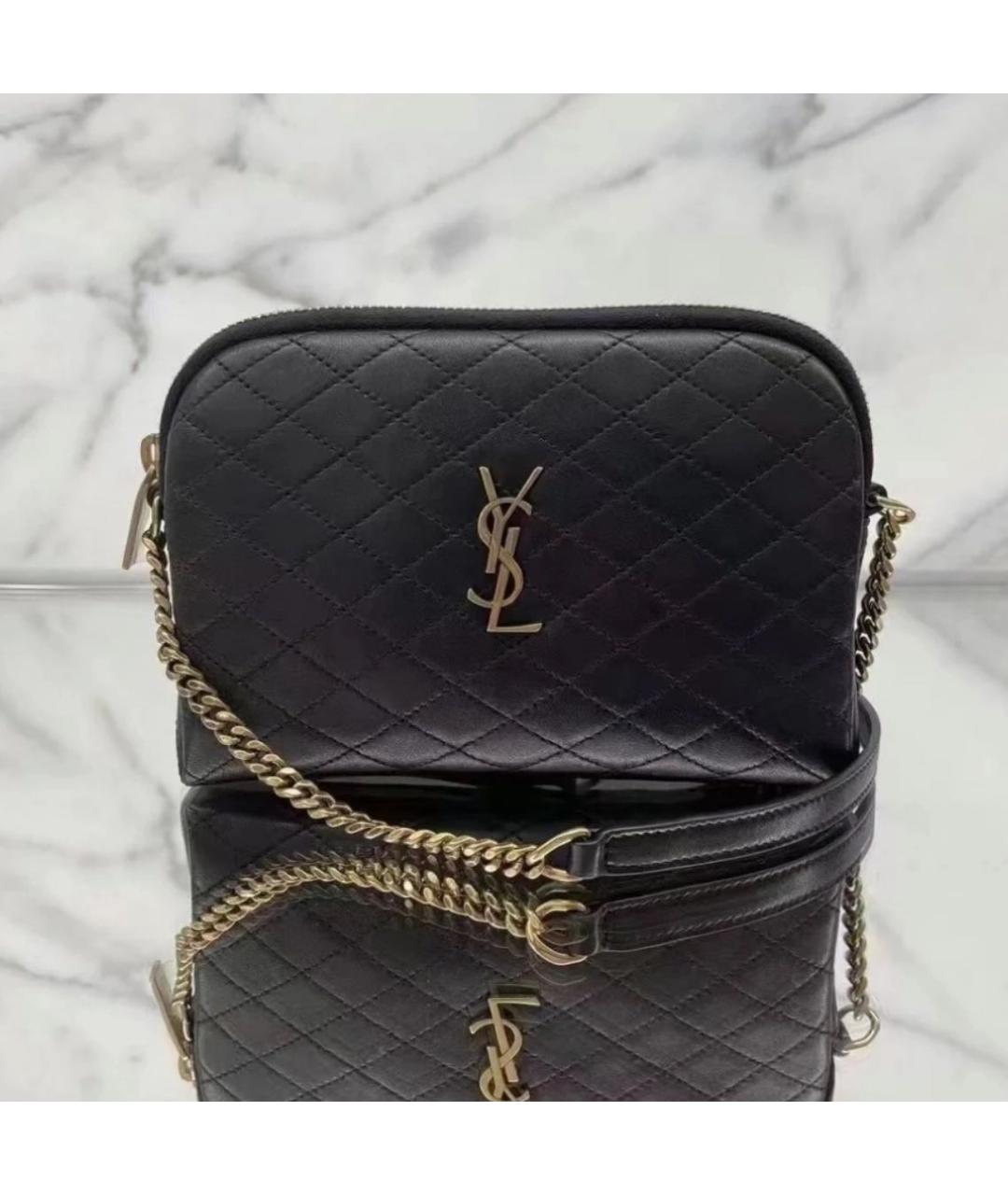 SAINT LAURENT Черная кожаная сумка через плечо, фото 4