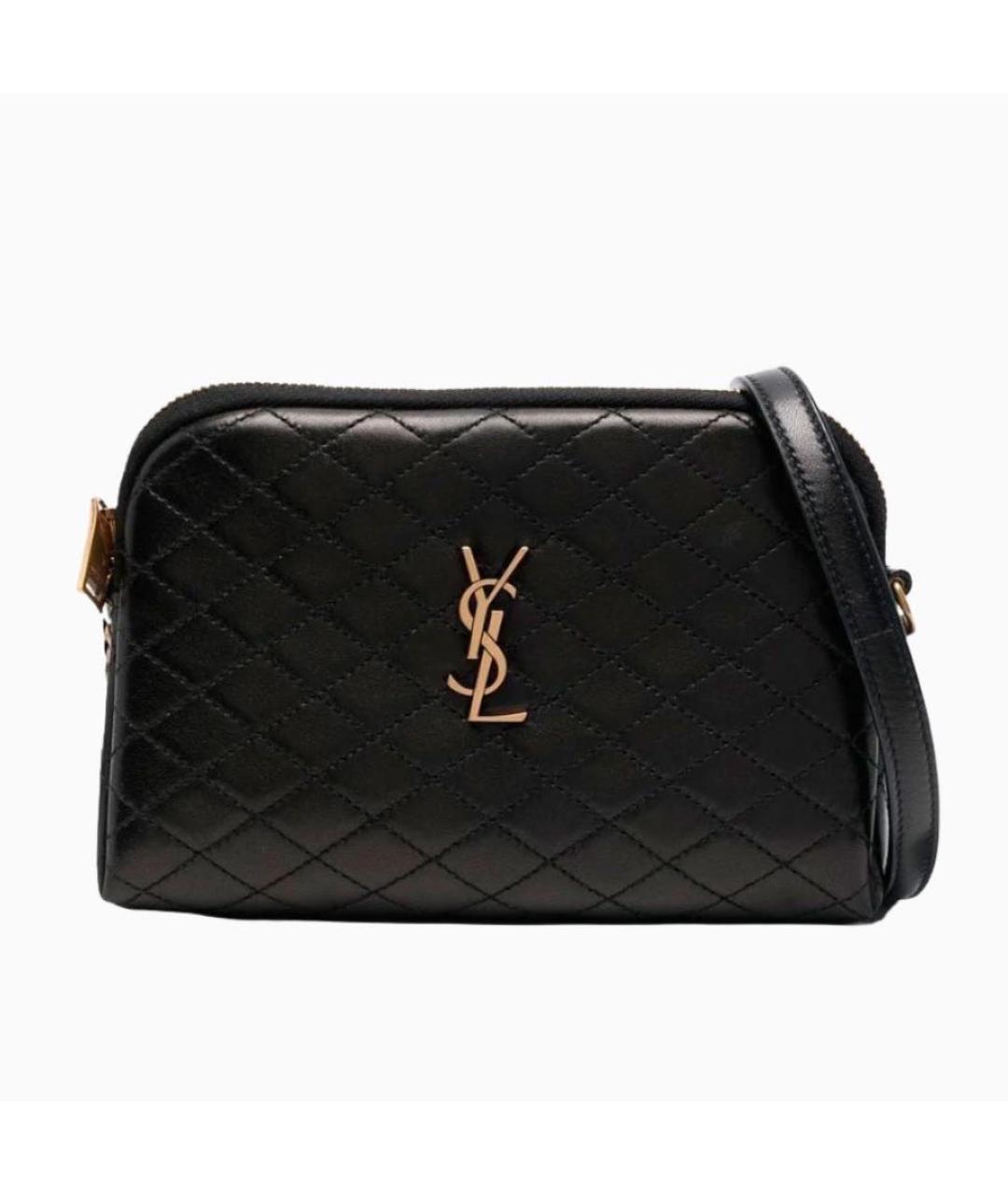 SAINT LAURENT Черная кожаная сумка через плечо, фото 7