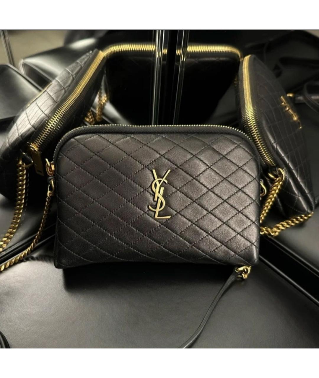 SAINT LAURENT Черная кожаная сумка через плечо, фото 5