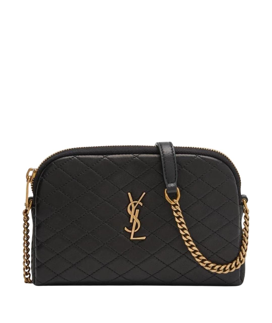 SAINT LAURENT Черная кожаная сумка через плечо, фото 1